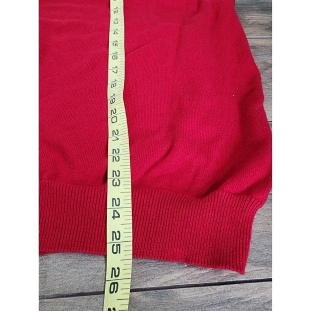 Chaps Sweater Vest Men L Red V-Neck Cotton Preppy Classic Layering